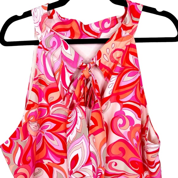 Tahari ASL NWT Halter Tie-Neck Sleeveless Midi Dress Pink & Orange - Picture 9 of 16